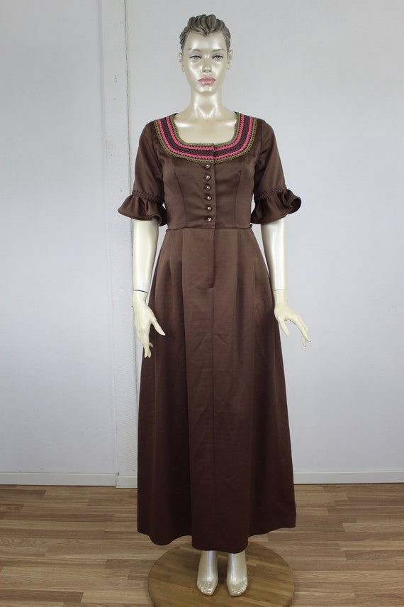 50s Austrian dress Vintage Brown Pink Spron Victo… - image 3