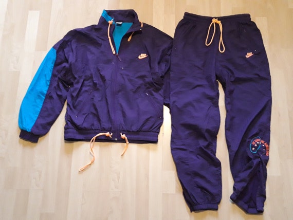 Purple 80s Nike Track Suit, Vintage Retro Track Pants, Ladies