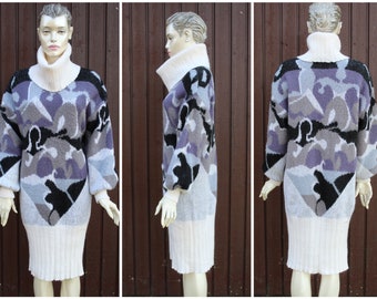 Missoni 80s Turtleneck Dress Wool Long Sweater Vintage Long Sleeve