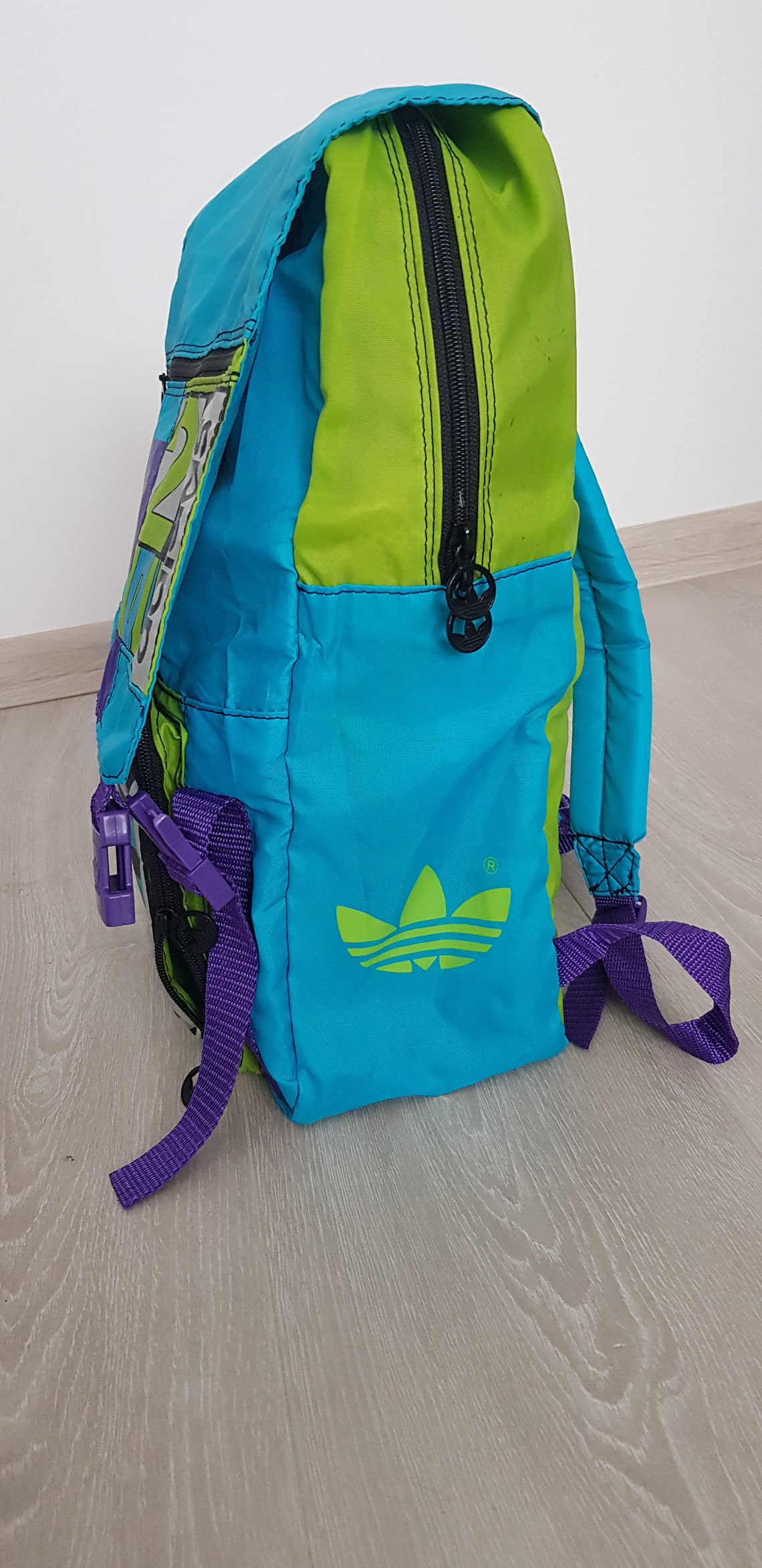 Multicolor Backpack Adidas West Germany 90s Vintage Bag 80s Etsy