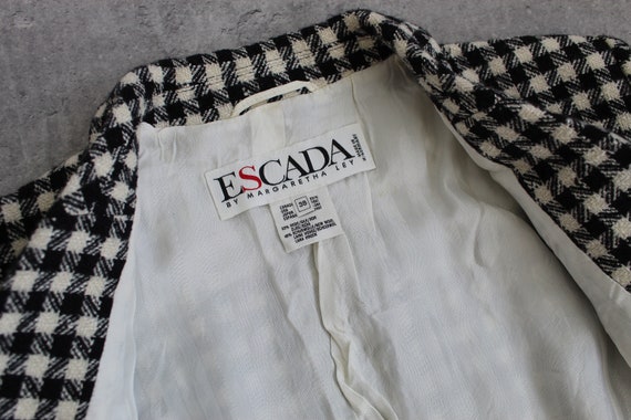 Escada Houndstooth Jacket 80s Checkered Blazer Do… - image 7