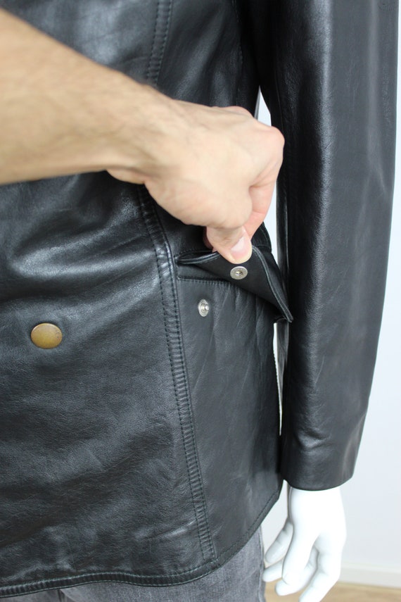 German Police Officer Leather Jacket Vintage Blac… - image 5