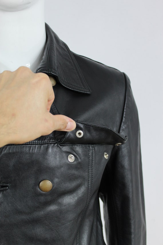 German Police Officer Leather Jacket Vintage Blac… - image 3