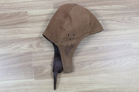 Leather Pilot's Cap 20s Brown Vintage Helmet WW2 … - image 5