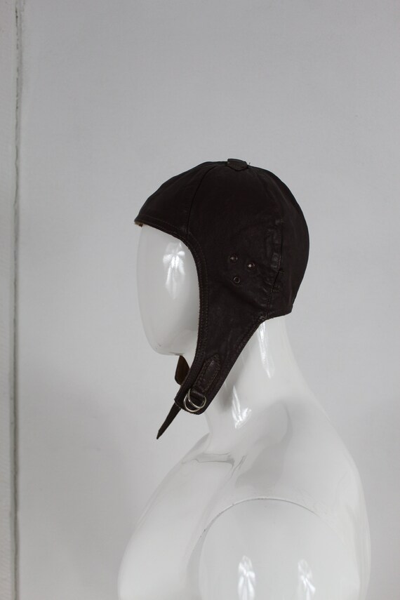 Leather Pilot's Cap 20s Brown Vintage Helmet WW2 … - image 1