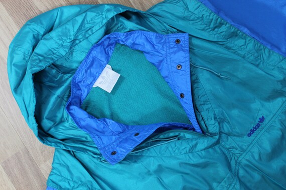 Adidas Hooded Windbreaker Deadstock Blue Jacket Q… - image 2