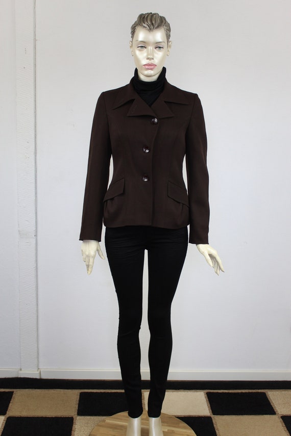 Vintage blazer elegant brown  wool jacket button … - image 1