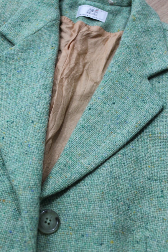 Vintage Melange Green Wool blend Blazer/ Jacket M… - image 6