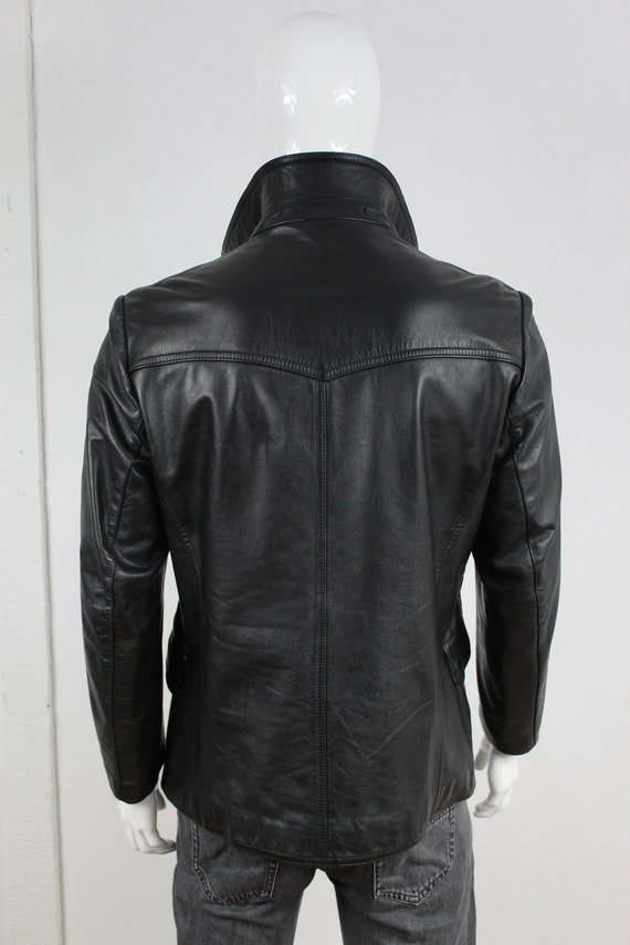 German Police Officer Leather Jacket Vintage Blac… - image 4