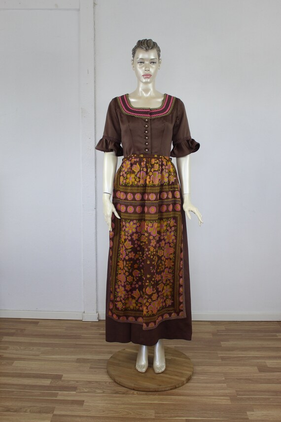 50s Austrian dress Vintage Brown Pink Spron Victo… - image 2