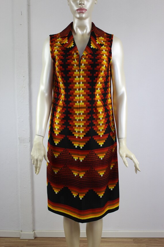 Geometric Dress 70s Psychedelic Dress Sleeveless … - image 6