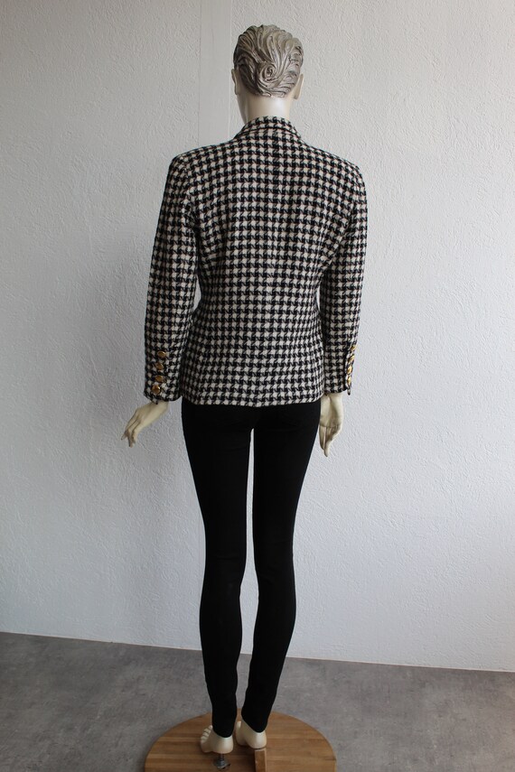 Escada Houndstooth Jacket 80s Checkered Blazer Do… - image 4