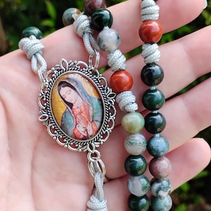 Our Lady of Guadalupe Paracord Rosary Made With Natural Ocean Jasper Beads
