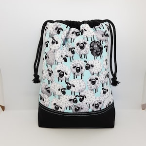 Sheep drawstring bag     Project bag   Gift bag  Storage bag   Craft pouch