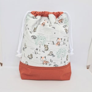 Woodlands Drawstring bag    Knitting bag   Craft bag   Drawstring pouch