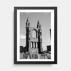 Ruins of St. Andrews Castles Arch, Scotland, UK, Architecture, Black & White Photography