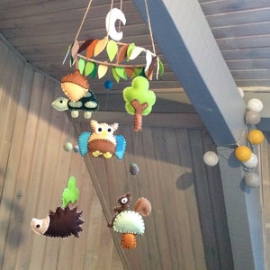 In the forest. Baby mobile, decoration, nature, animals
