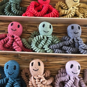 A-Crochet octopus, comforter, cotton, baby, toy, handmade, birth gift, decoration