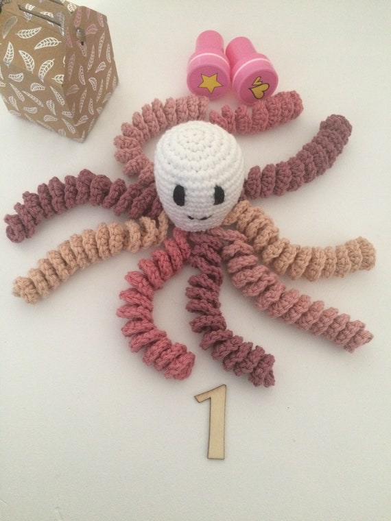 F Pieuvre In Crochet Softie Cotton Baby Toy Handmade Etsy