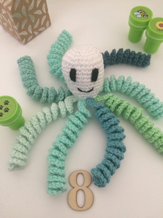 F Pieuvre In Crochet Softie Cotton Baby Toy Handmade Etsy