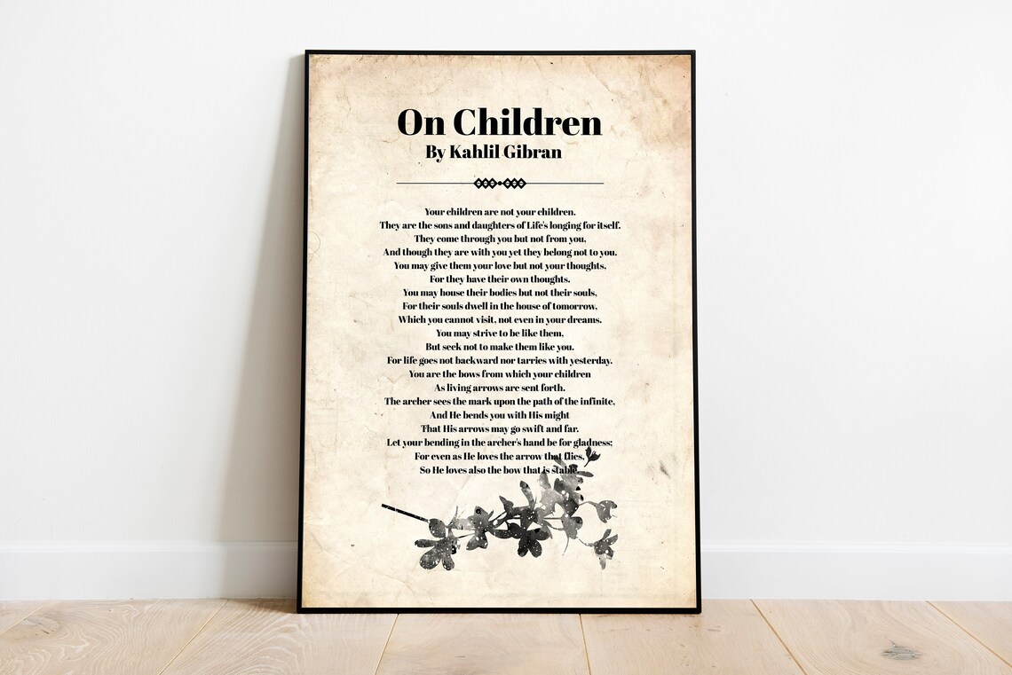 Kahlil Gibran Kahlil Gibran on Children Poster Kahlil Gibran | Etsy