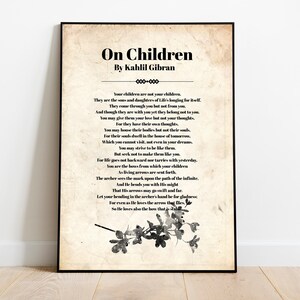 Kahlil Gibran, Kahlil Gibran on Children Poster, Kahlil Gibran Quote ...