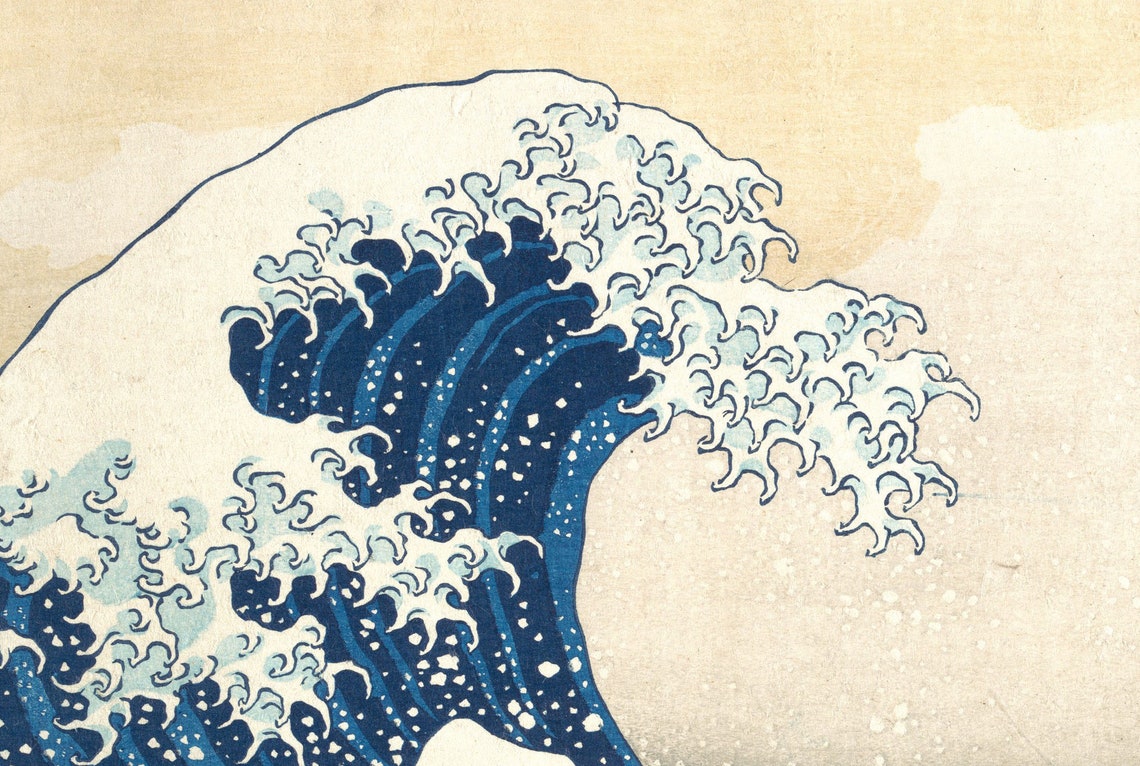 The Great Wave off Kanagawa Poster Hokusai Katsushika Vintage Etsy