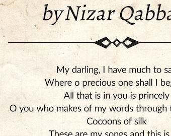 A Brief Love Letter poem wall art Nizar Qabbani quotes wall art