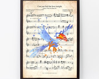 The Lion King Zazu, The Lion King Poster, The Lion King Zazu Sheet Music Poster, The Lion King Zazu Watercolor Artwork.