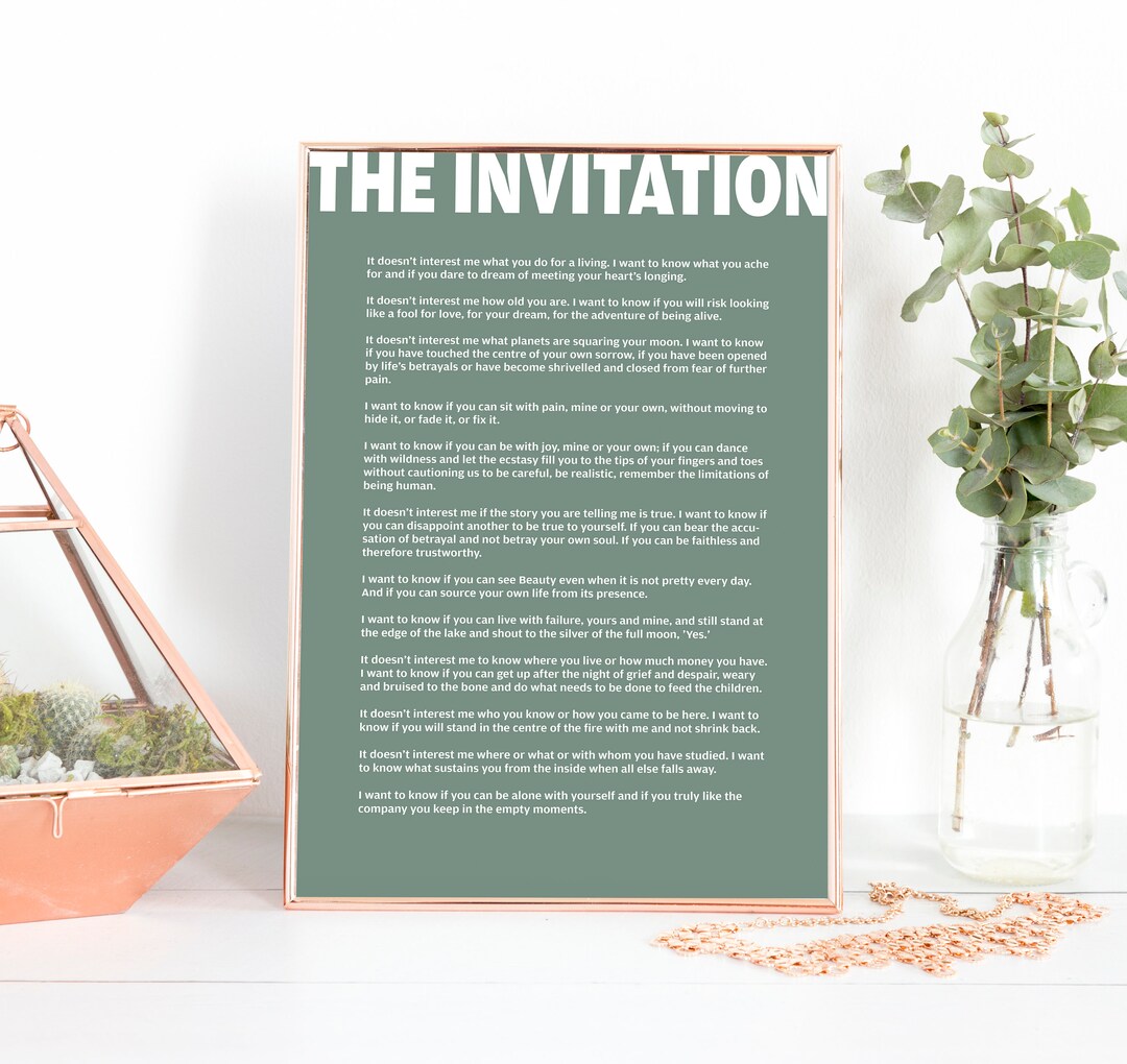 The Invitation by Oriah Mountain Dreamer, the Invitation Poem Art, the Invitation Poem, Oriah
