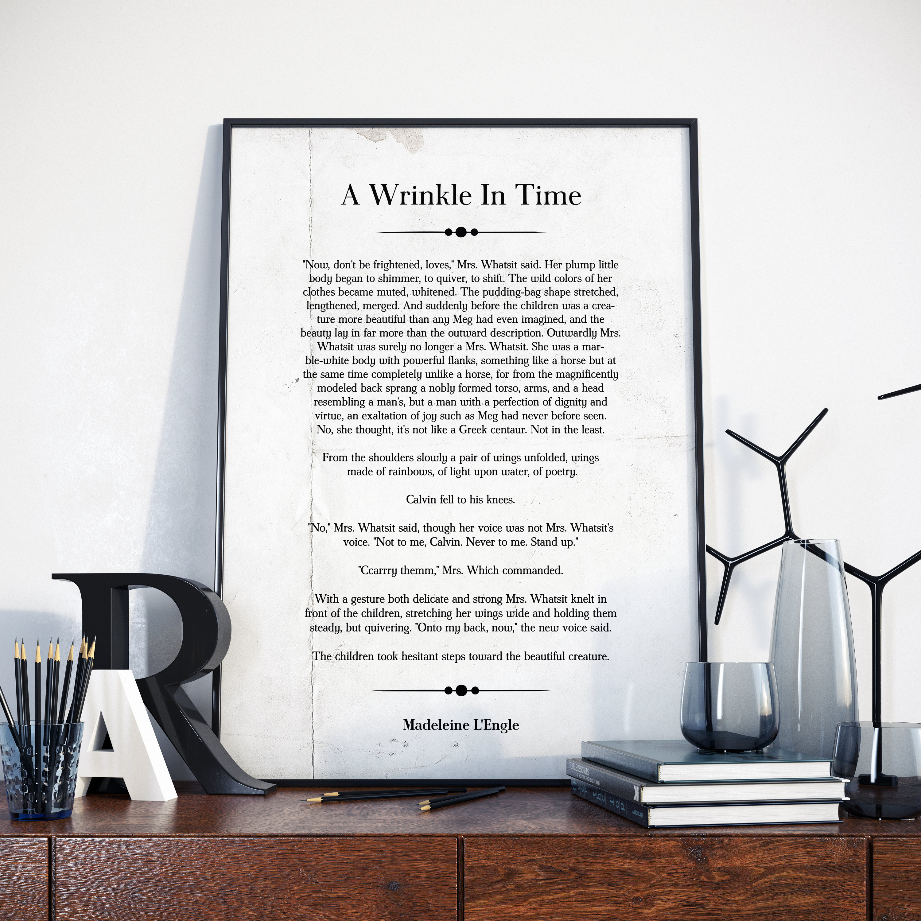 Bookish Gift Wall Art Printable Book Art Bookshelf Decor Madeleine L\u2019Engle/'s A Wrinkle In Time Print Kids Room Poster Prints