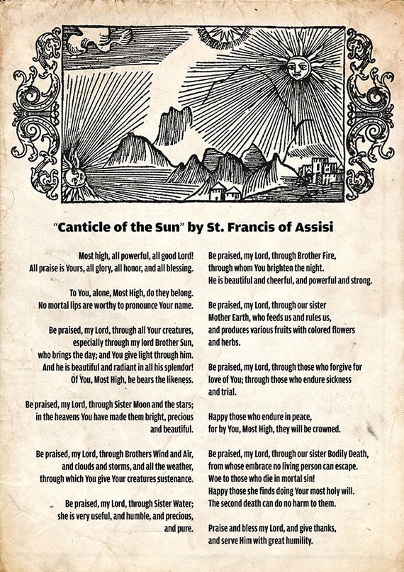 Canticle of the Sun: Prayer of St Francis of