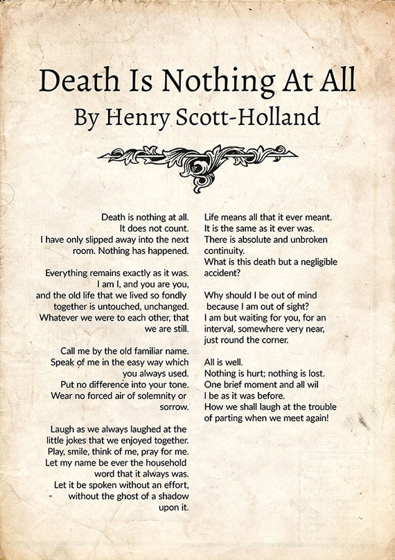 Der Tod Ist Gar Nichts Henry Scott Holland Henry Scott Holland Poster Henry Scott Holland Gedicht Henry Scott Holland Poesie Beerdigung Gedicht