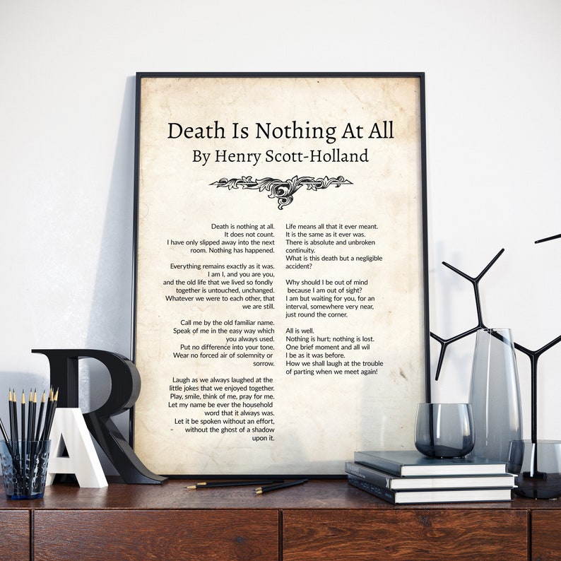 Death Is Nothing At All Henry Scott Holland Henry Scott Holland Poster Henry Scott Holland Poem Henry Scott Holland Poetry Funeral Poem