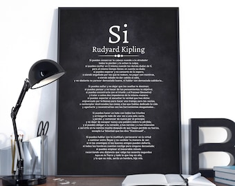 If— By Rudyard Kipling in Spanish poem wall art, Rudyard Kipling poetry Spanish translation, Rudyard Kipling Poster, English journalist,