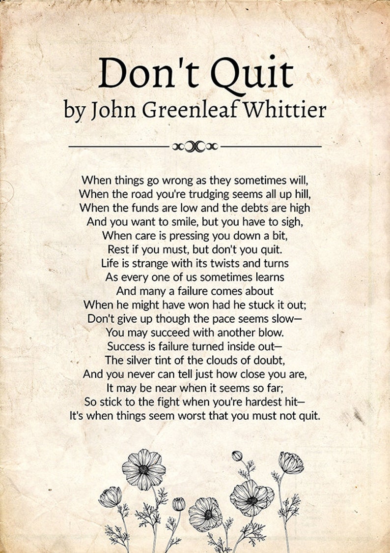 Don T Quit Poem Printable