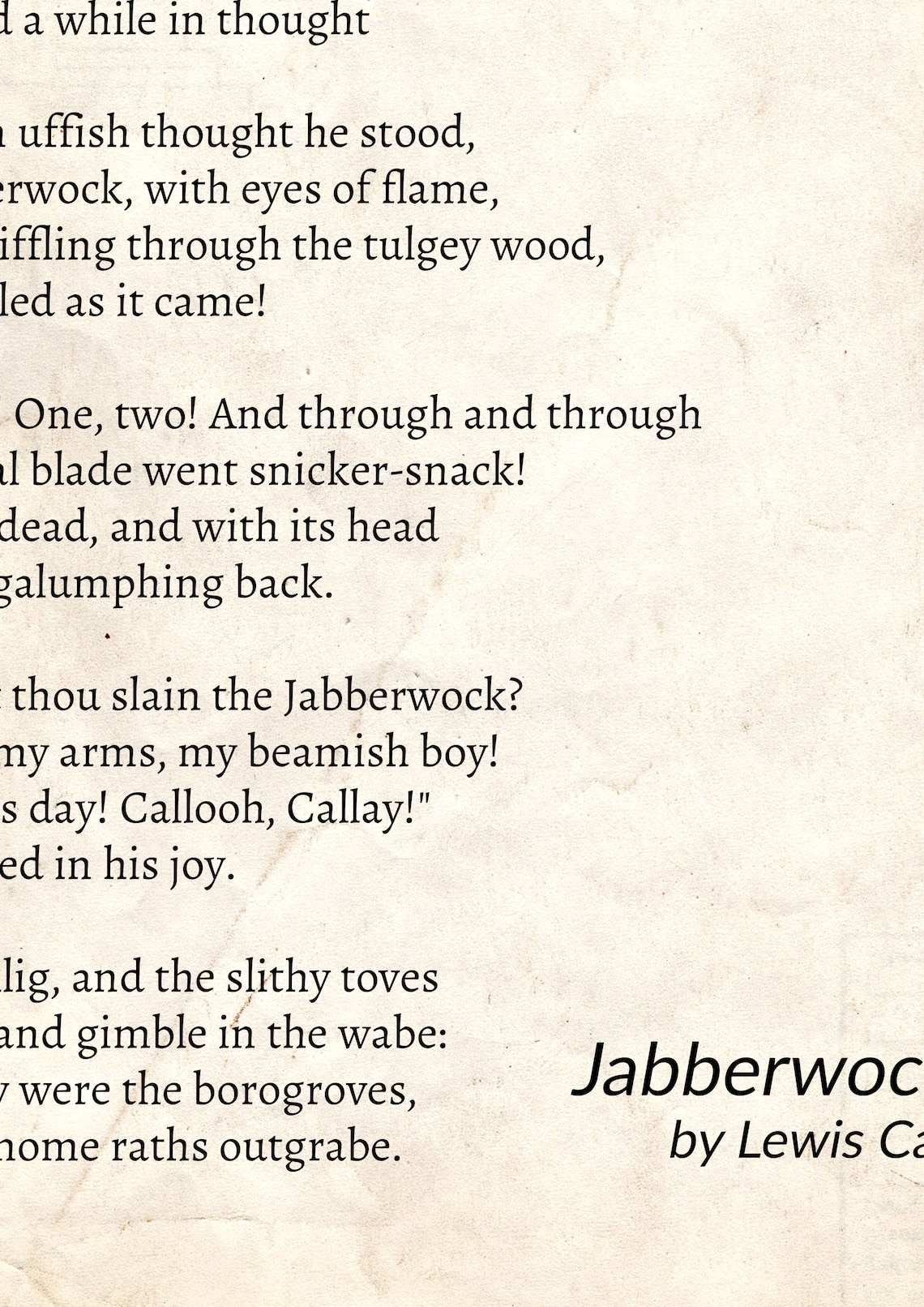 Jabberwocky Lewis Carroll Poem by Lewis Carroll Vintage | Etsy