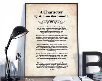 A Character by William Wordsworth poem, William Wordsworth, William Wordsworth Poetry, William Wordsworth, English Romantic poet,