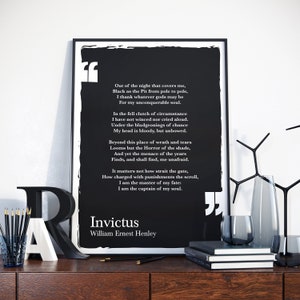 Invictus, Invictus Poem, Invictus Print, William Ernest Henley, William Ernest Henley Poem Poster, William Ernest Henley Art, Poetry Gift