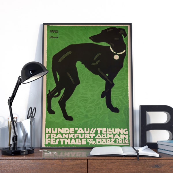 Hunde Ausstellung Whippet Dog Show Poster Fine Art Ludwig Hohlwein, Vintage Ludwig Hohlwein Print,