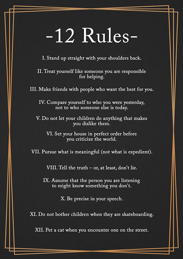 12 Rules for Life Poster 12 Principles JP Artwork 12 Rules Etsy UK