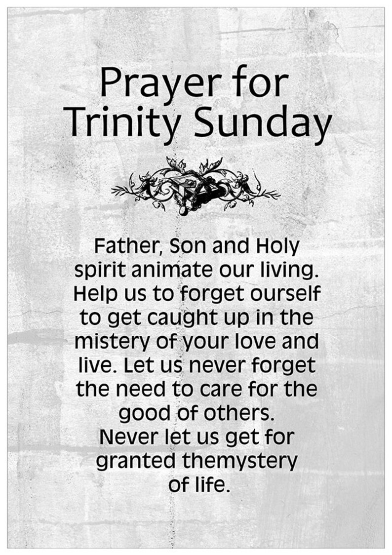 Prayer for Trinity Sunday Trinity Sunday Poster Catholic Etsy