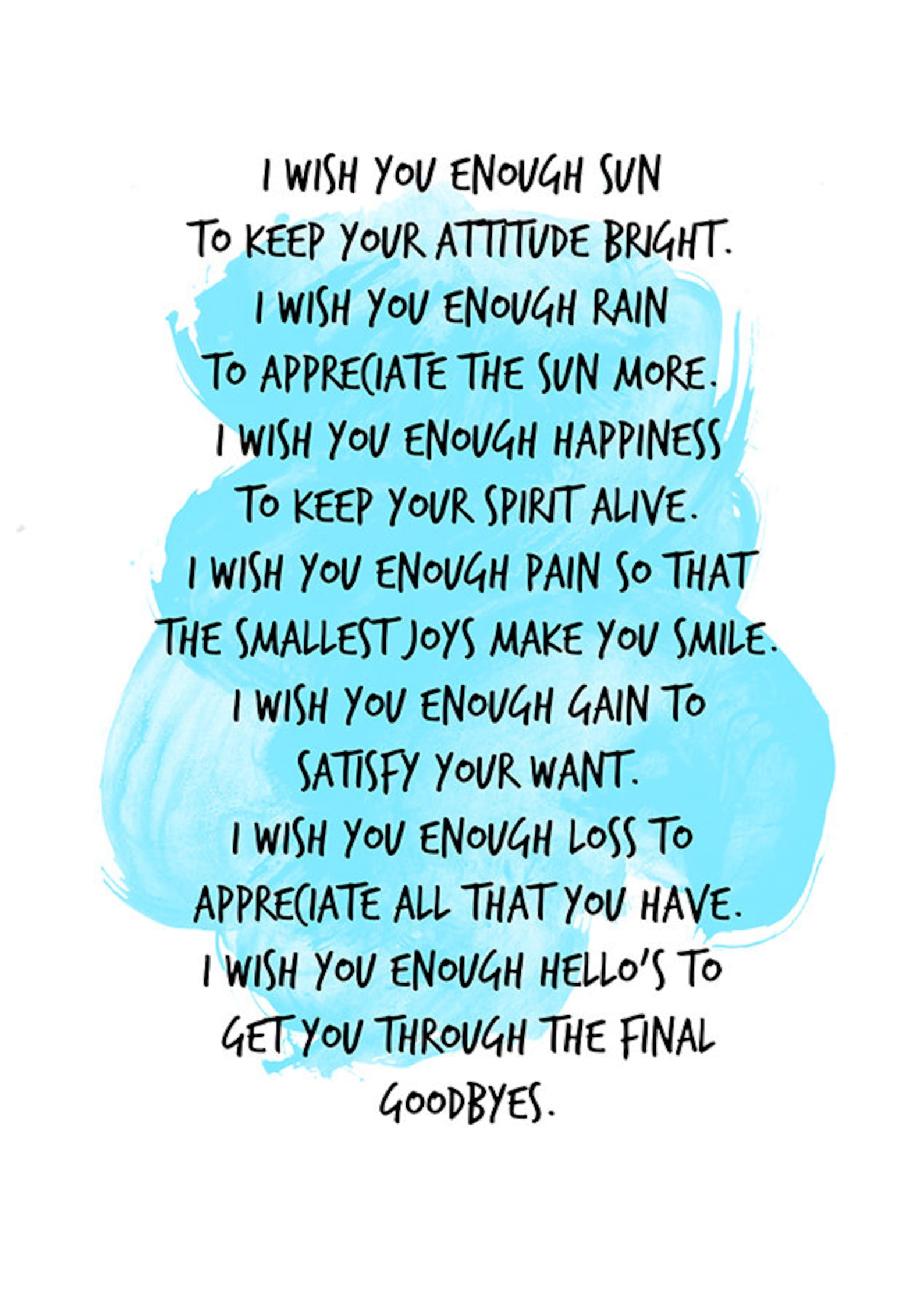 I Wish You Enough I Wish You Enough Watercolor Quote Poster Etsy