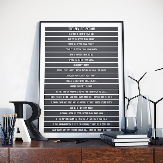 The Zen of Python Poster Software Code Style Principles Geek | Etsy