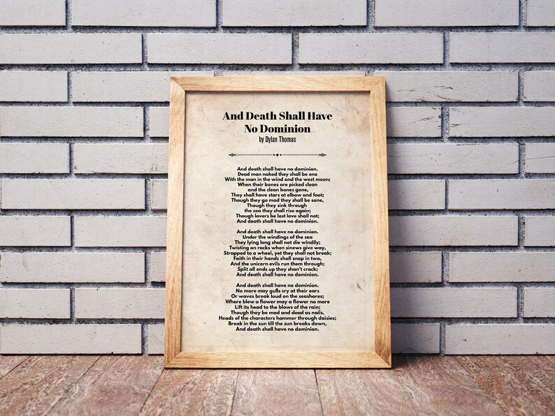 Dylan Thomas and Death Shall Poem Dylan Thomas Poem Poster - Etsy