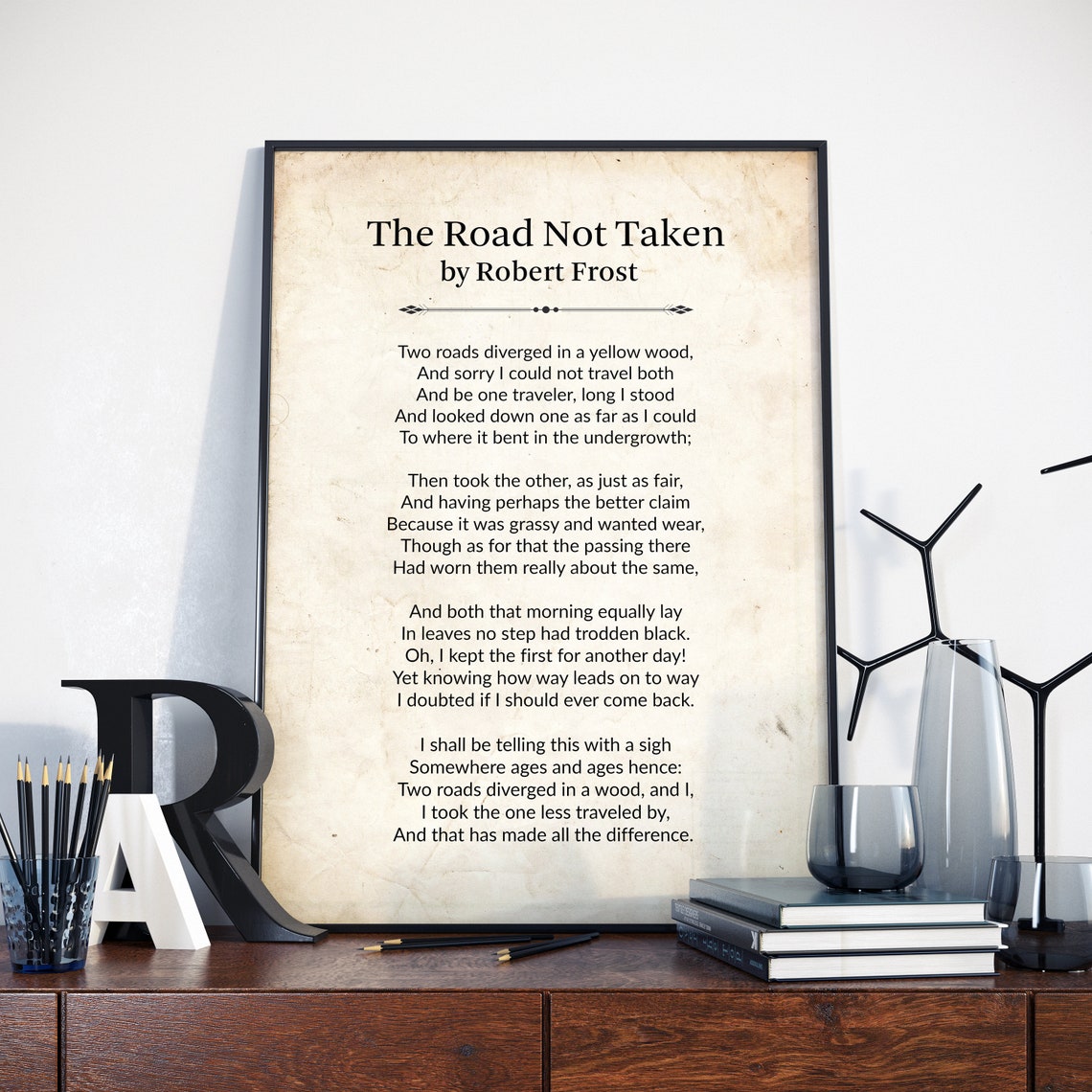 The Road Not Taken by Robert Frost Robert Frost Poetry Wall - Etsy