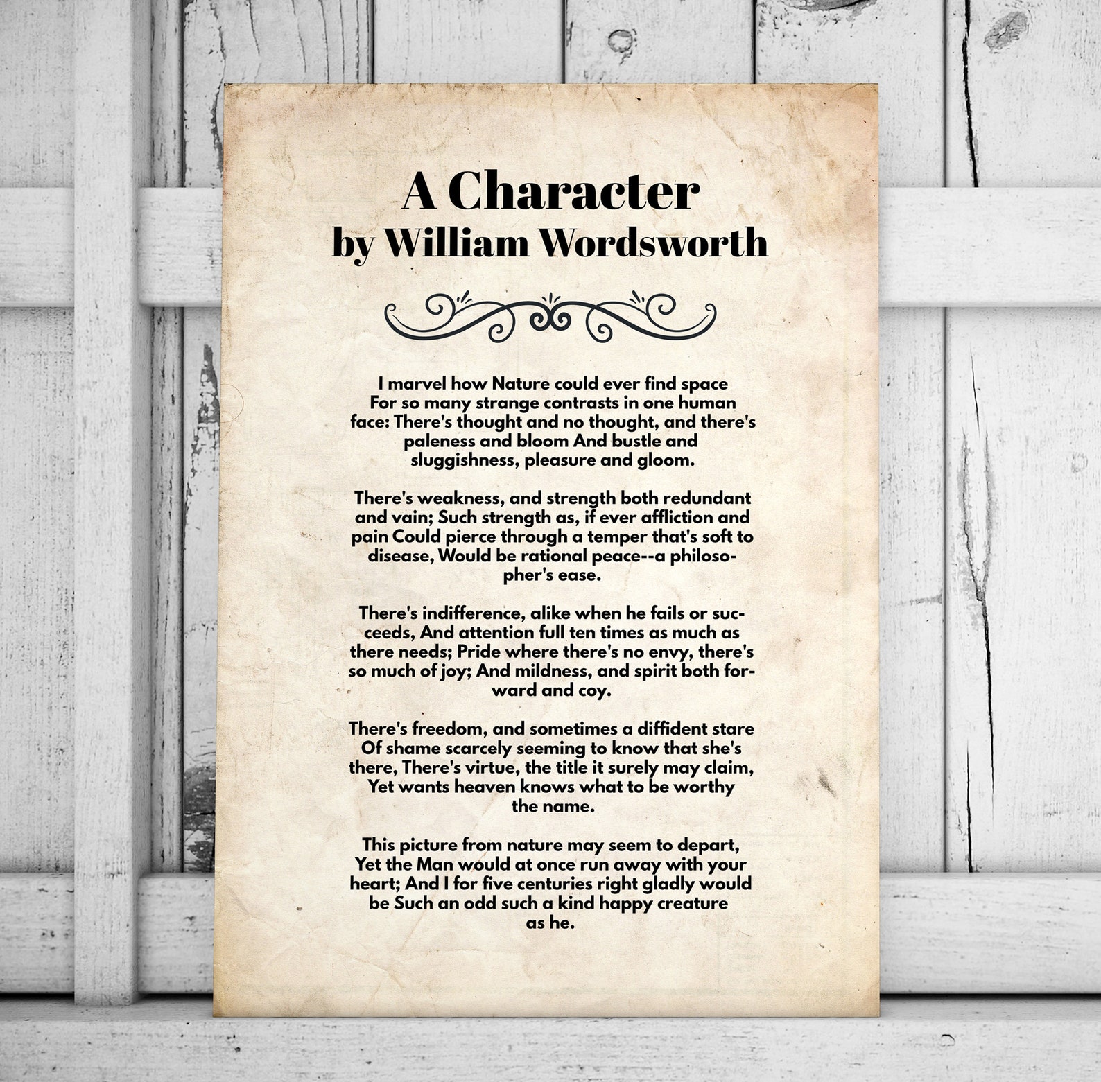 A Character by William Wordsworth Poem William Wordsworth Etsy