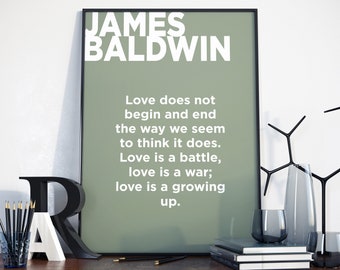 James Baldwin Quote, James Baldwin Print, James Baldwin Art, James Baldwin Wall Art, Quote about Love, Inspirational Quote, Gift for Him/Her