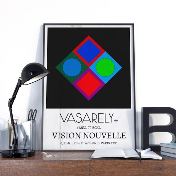 Victor Vasarely, affiche d'exposition Victor Vasarely, POSTER D'EXPOSITION DE GALERIE : impression d'art vintage, Art contemporain Victor Vasarely