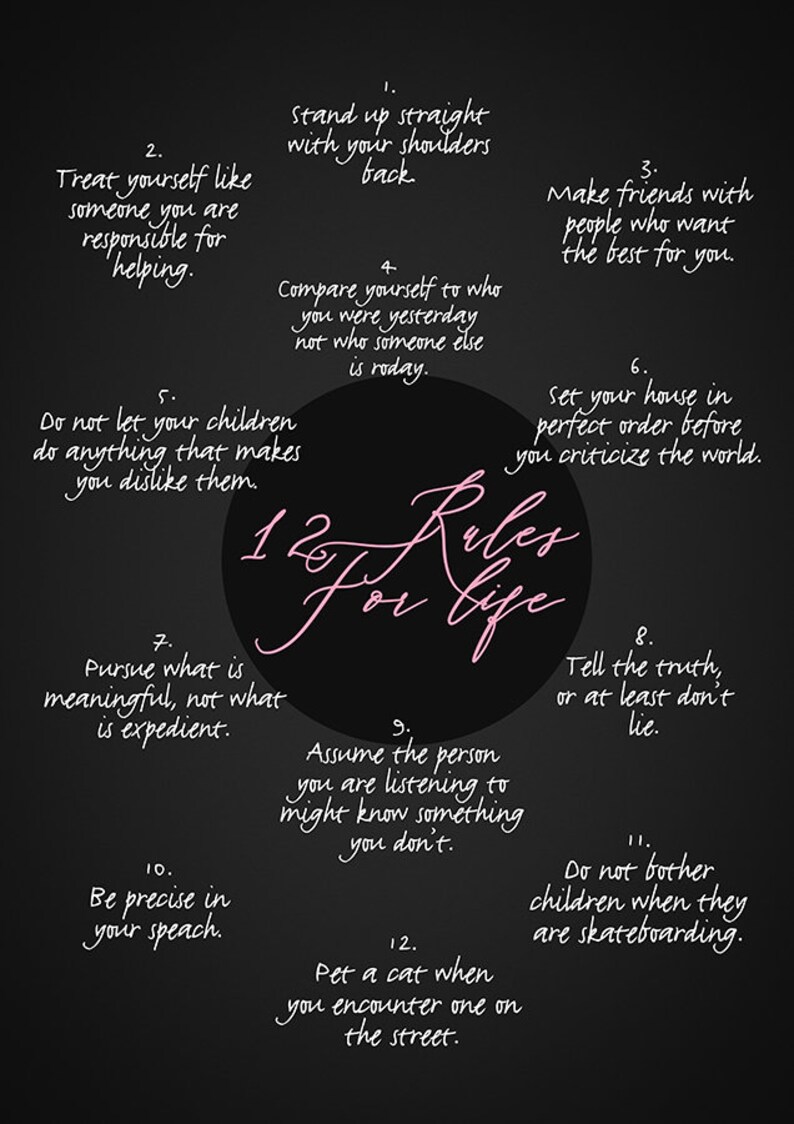 12 Rules For Life Poster 12 Principles JP Artwork 12 Rules Etsy